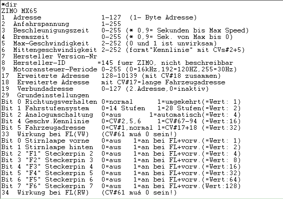Anfang Decoderdatei MX65